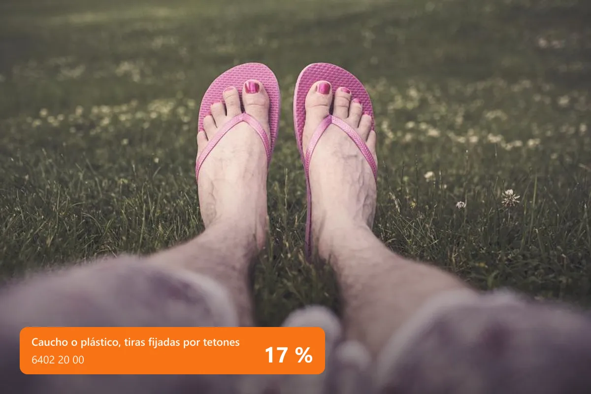 Chanclas de caucho con tiras fijadas por tetones: 17 %